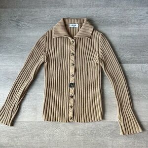 Vintage Moschino Jeans Ribbed Cardigan Y2K Star Buttons Made in Italy